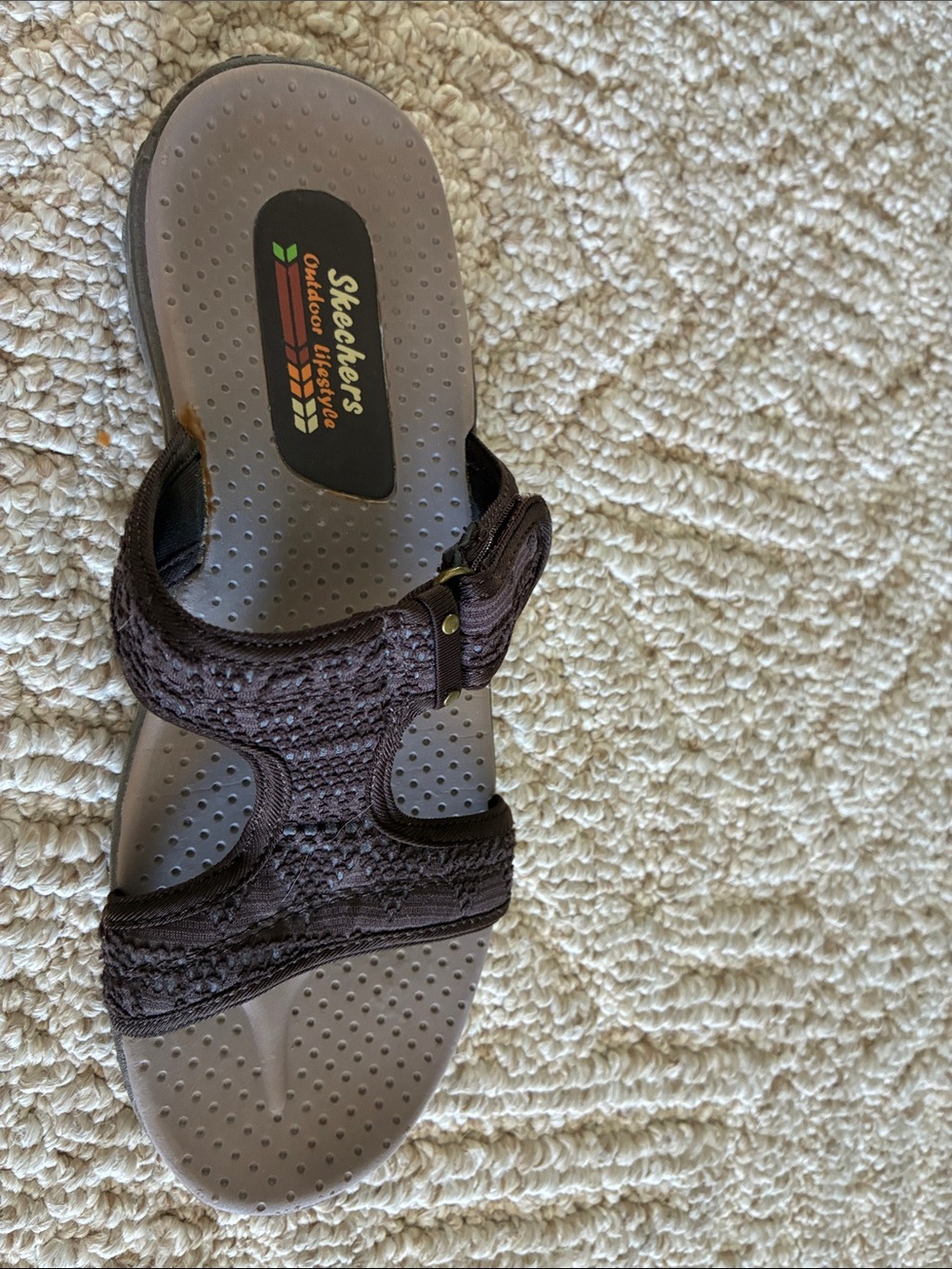 Women's Brown Slide Sandals with Cushioned Footbed - Picture 3 of 6